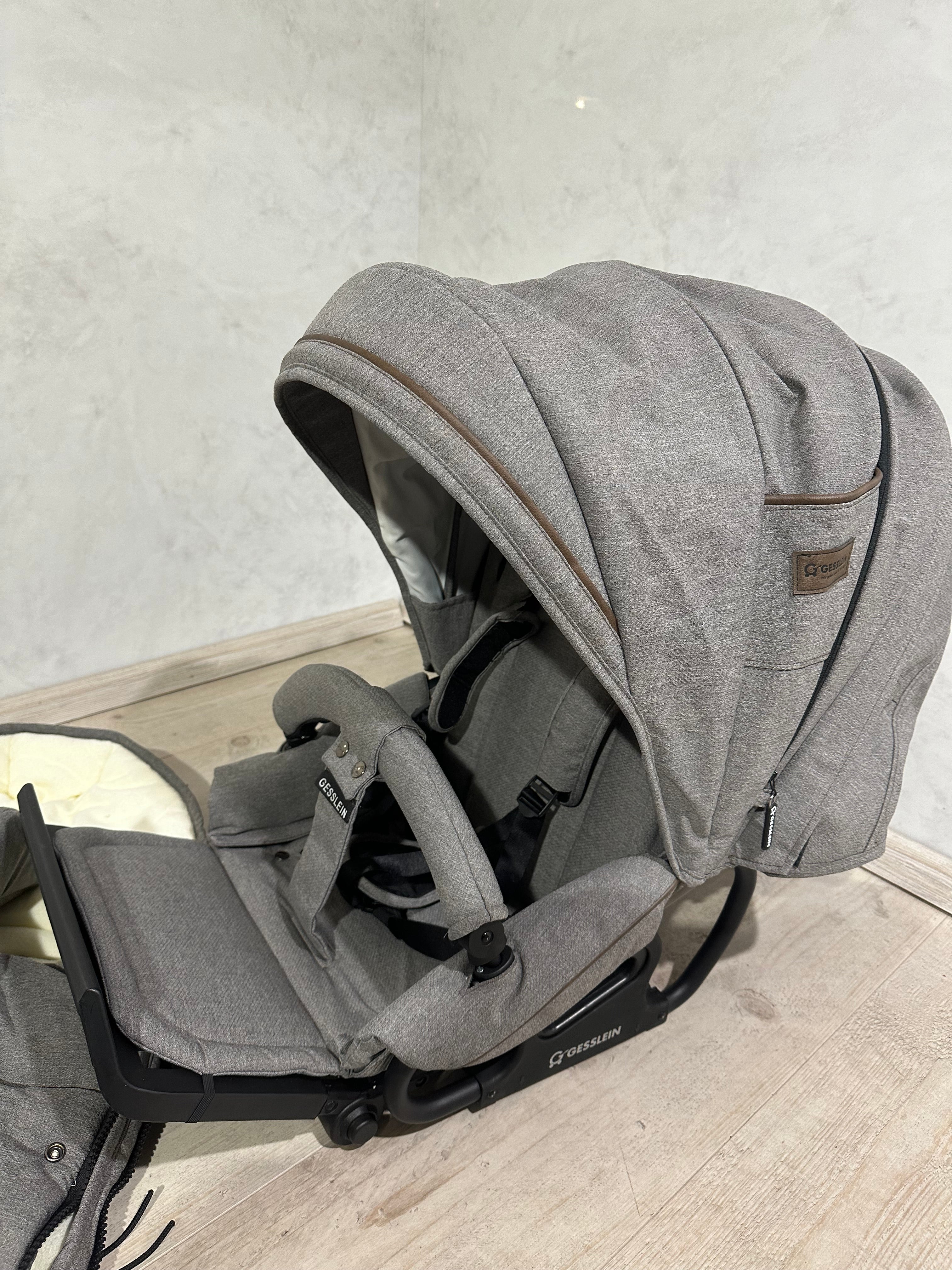 Gesslein Sitzeinheit Sportwagenaufsatz Classic grau mit Loop und Fußsack