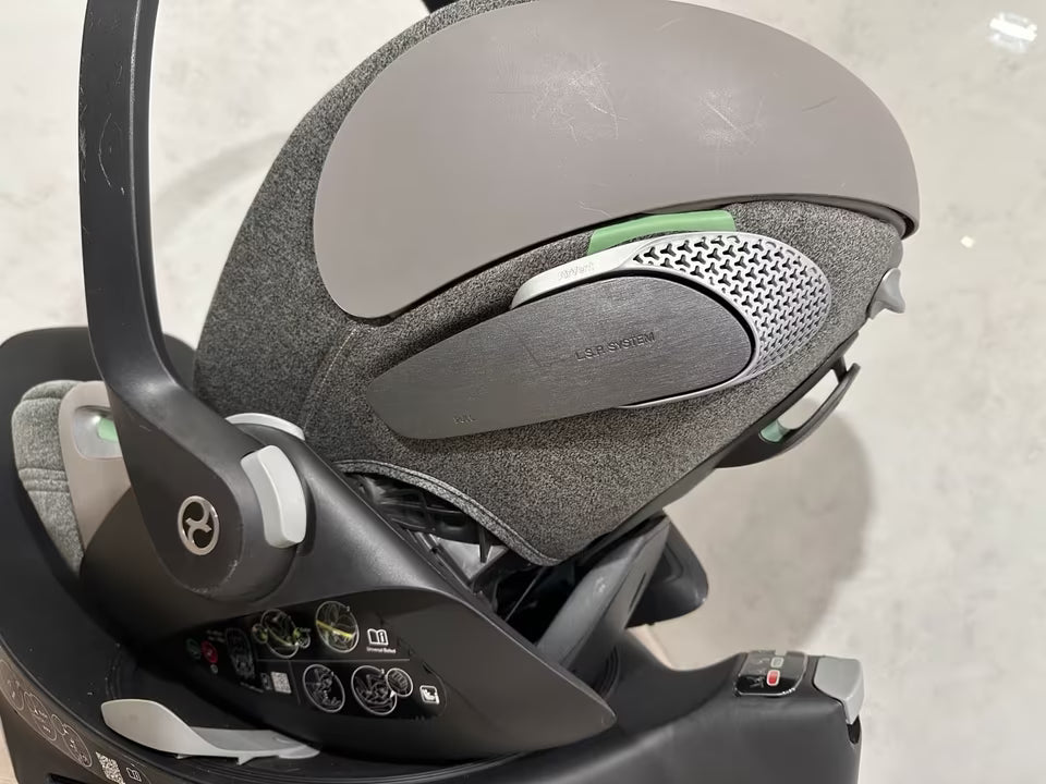 Cybex cloud T Mirage Grey plus + Base T Babyschale 360 grad - gebraucht sehr gut