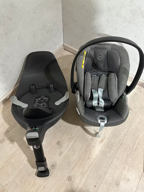 Cybex cloud T Mirage Grey plus + Base T Babyschale 360 grad - gebraucht sehr gut