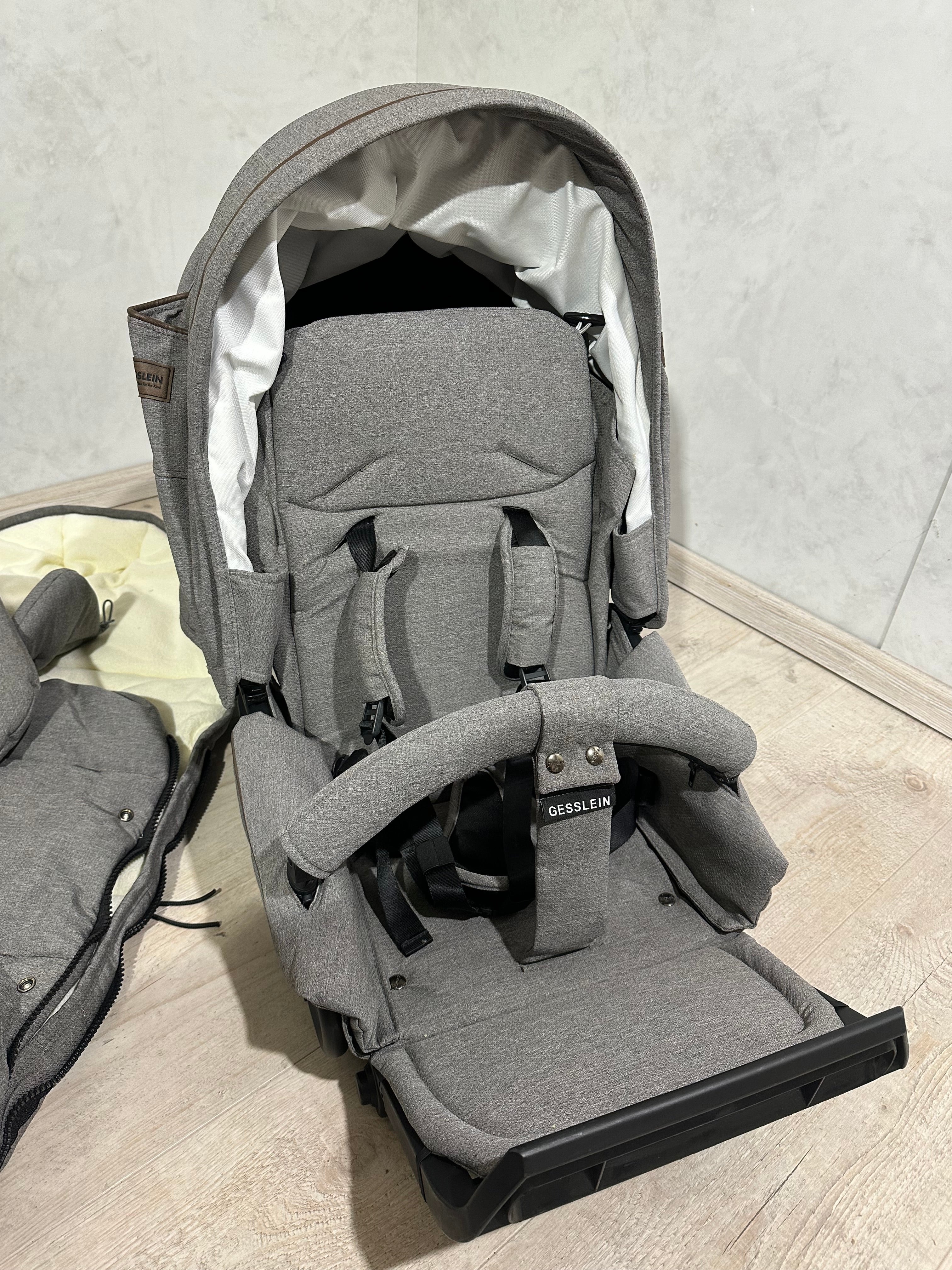Gesslein Sitzeinheit Sportwagenaufsatz Classic grau mit Loop und Fußsack