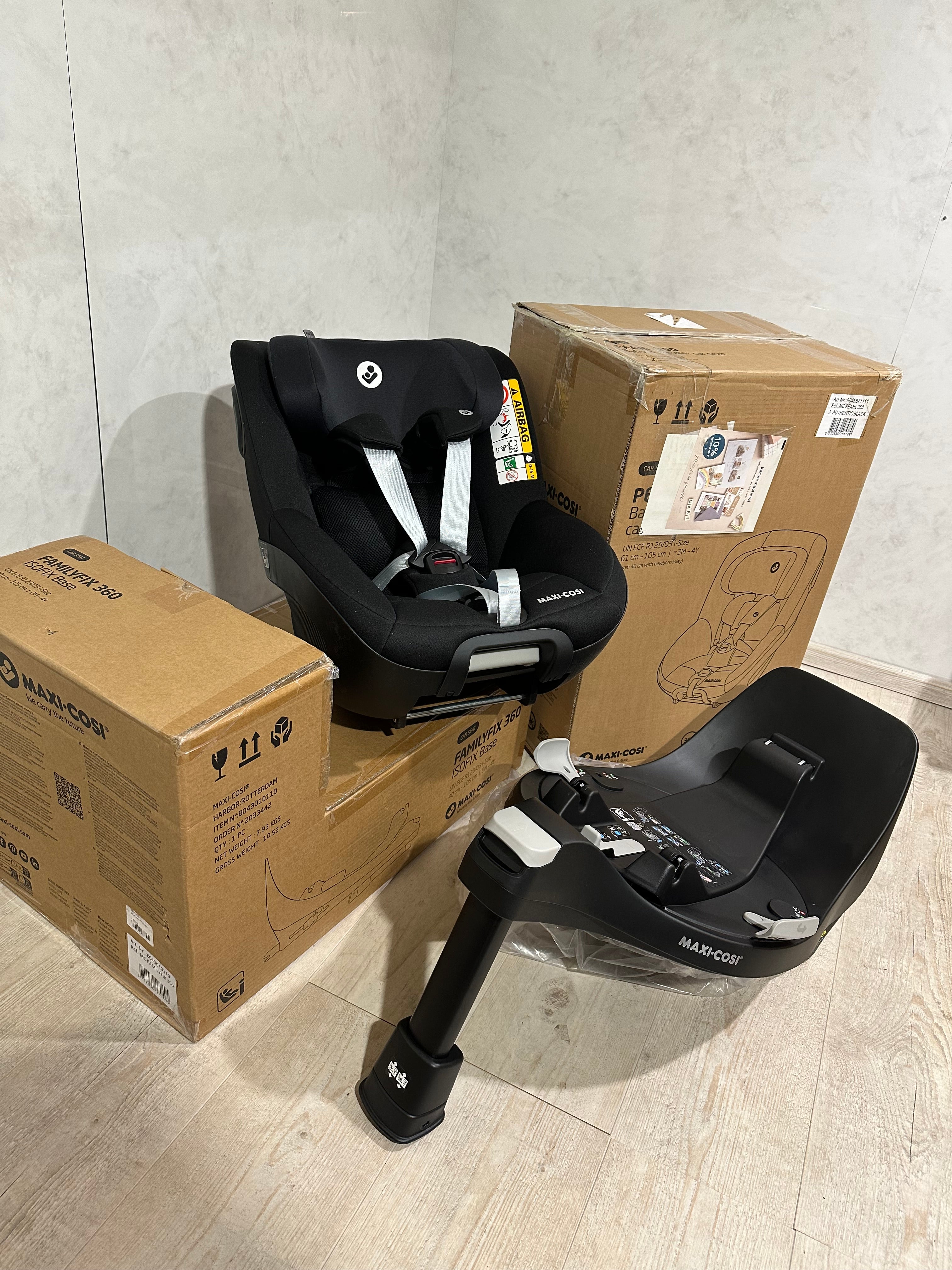 Maxi Cosi Pearl 360 Set mit Familyfix 360 Authentic Black