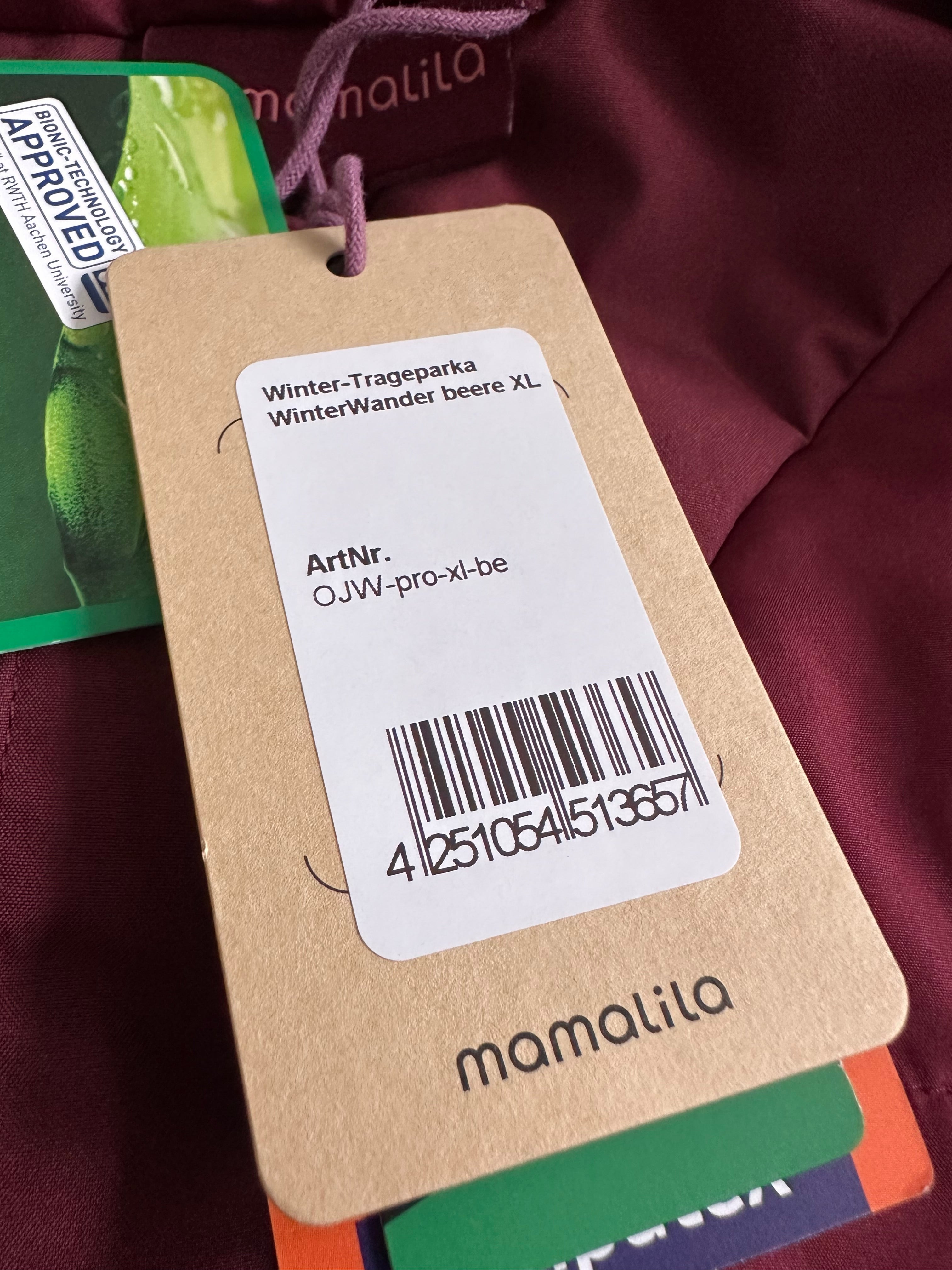 Mamalila Winter Tragejacke Trageparka Berry/Beere XL