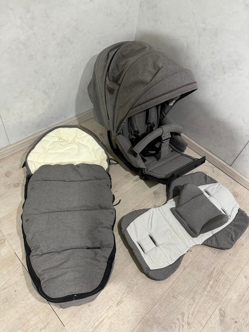 Gesslein Sitzeinheit Sportwagenaufsatz Classic grau mit Loop und Fußsack