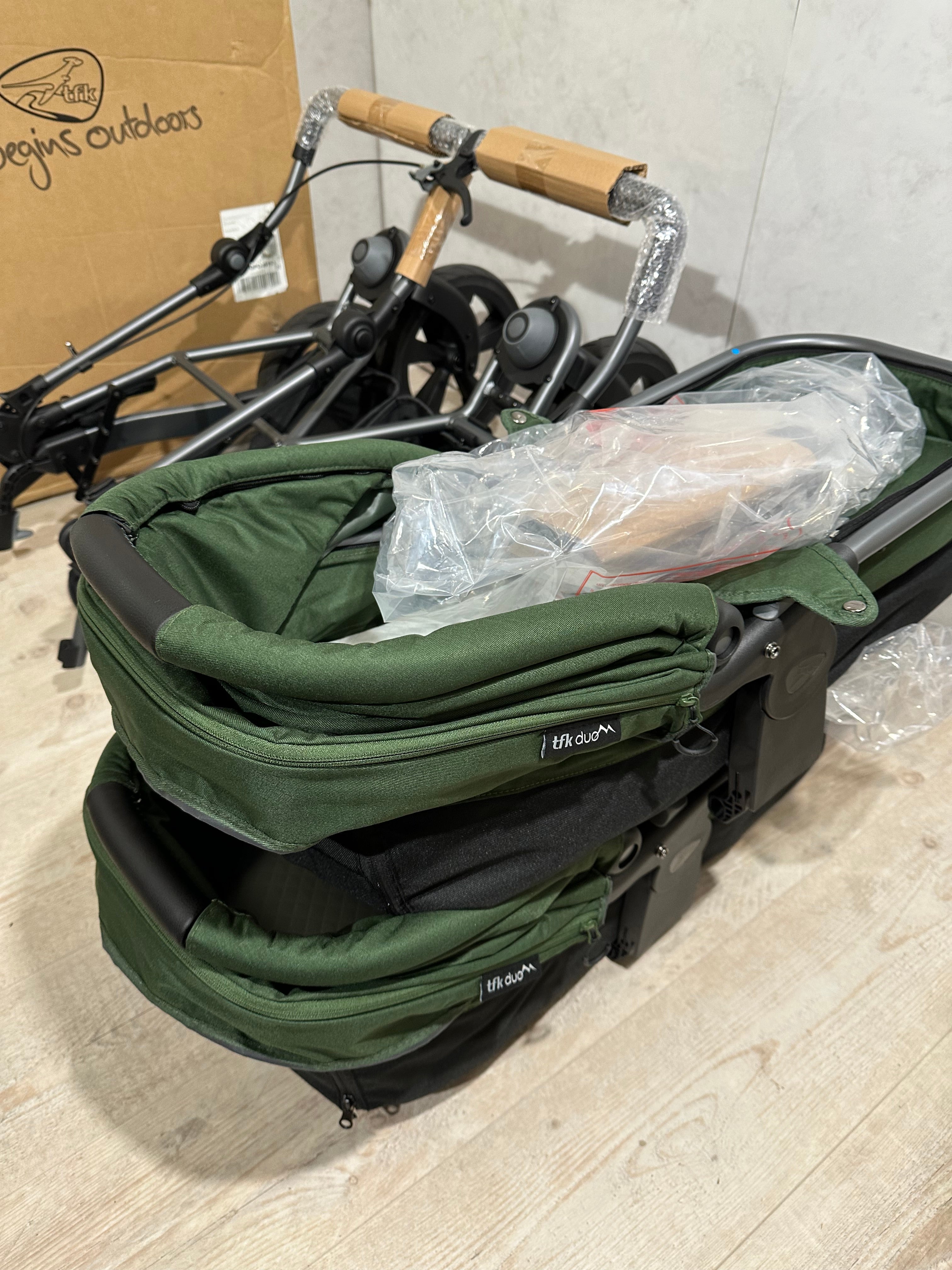 Tfk Duo Zwillingswagen Geschwisterwagen Olive Kombikinderwagen