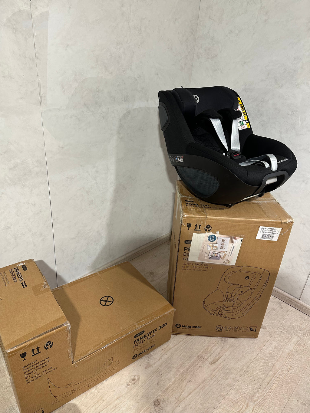 Maxi Cosi Pearl 360 Set mit Familyfix 360 Authentic Black