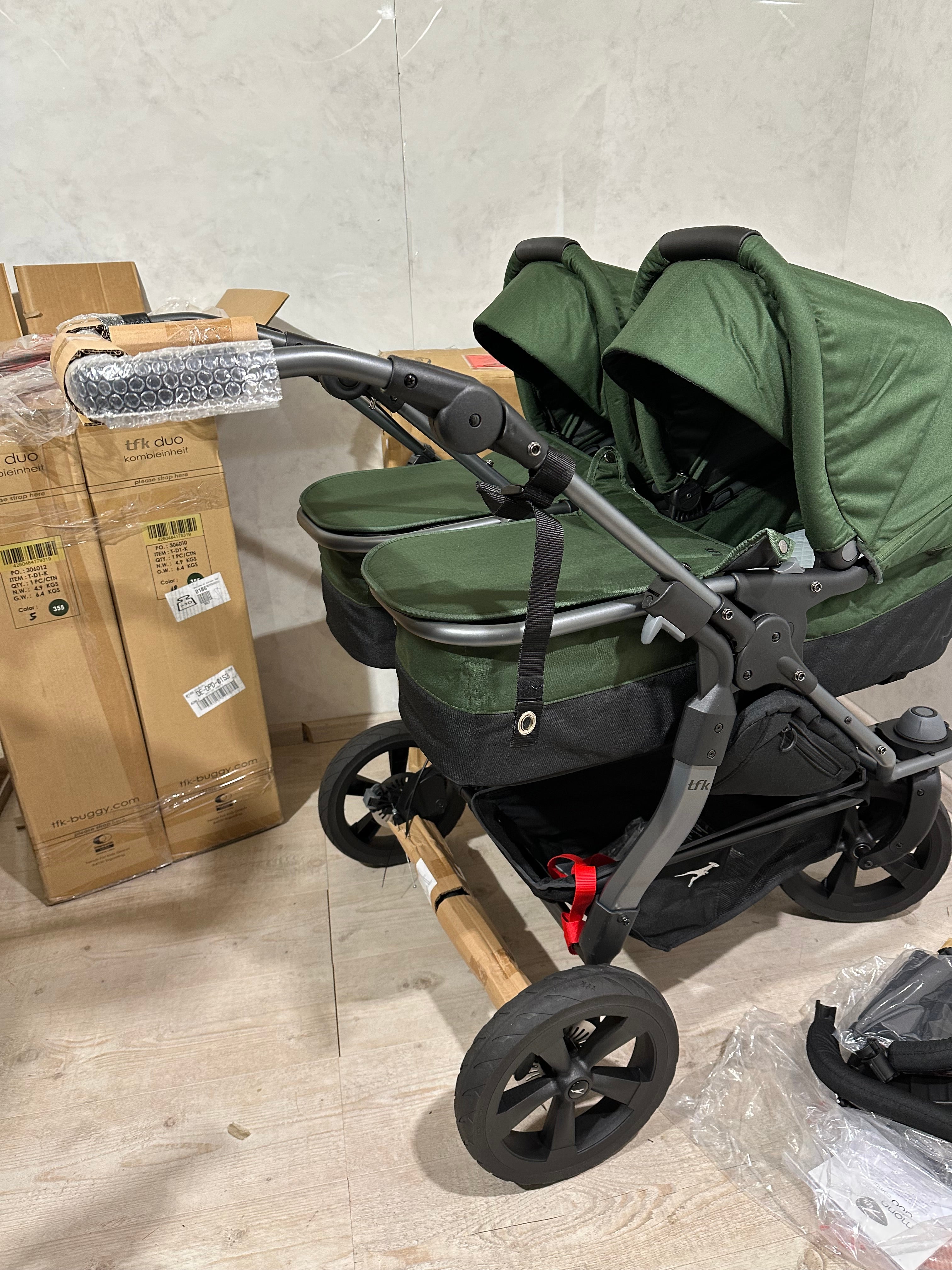 Tfk Duo Zwillingswagen Geschwisterwagen Olive Kombikinderwagen