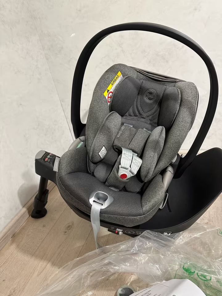 Cybex cloud T Mirage Grey plus + Base T Babyschale 360 grad - gebraucht sehr gut
