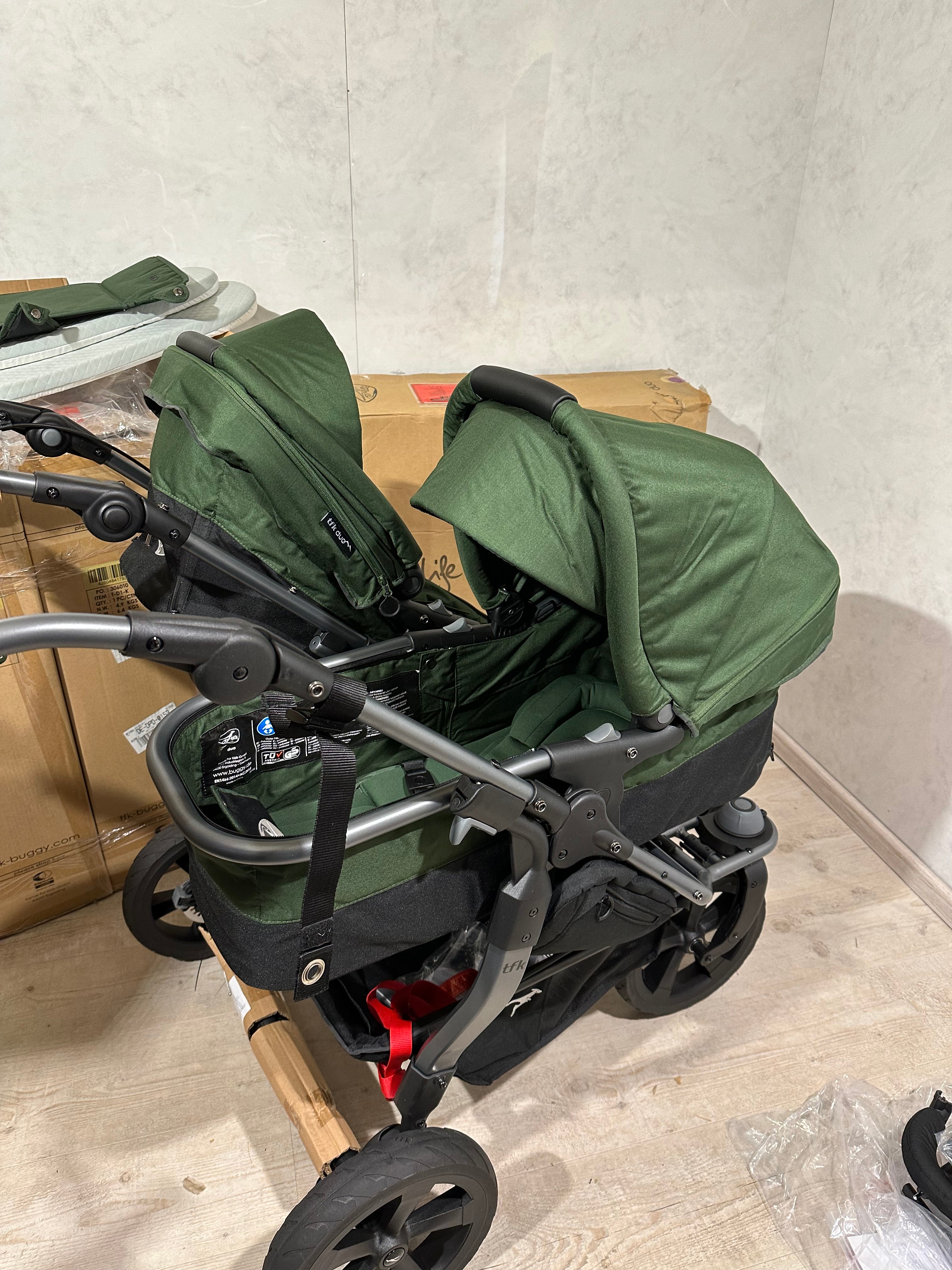 Tfk Duo Zwillingswagen Geschwisterwagen Olive Kombikinderwagen