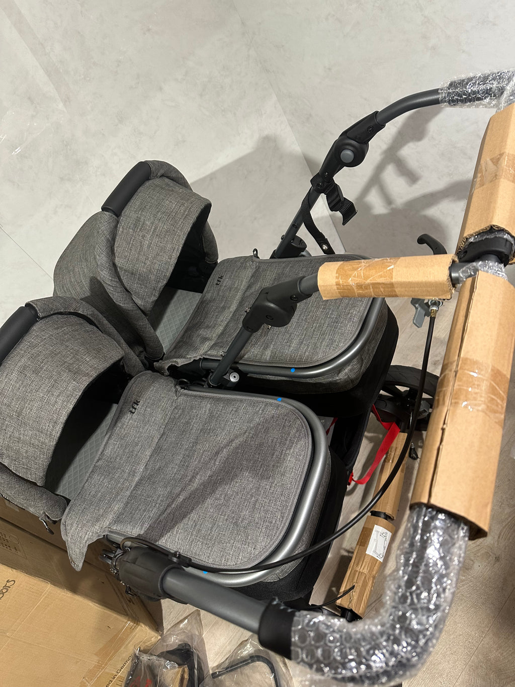 Tfk Duo Zwillingswagen Geschwisterwagen Premium grau Kombikinderwagen