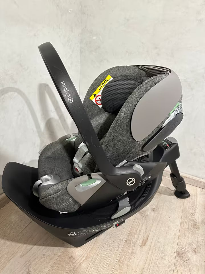 Cybex cloud T Mirage Grey plus + Base T Babyschale 360 grad - gebraucht sehr gut