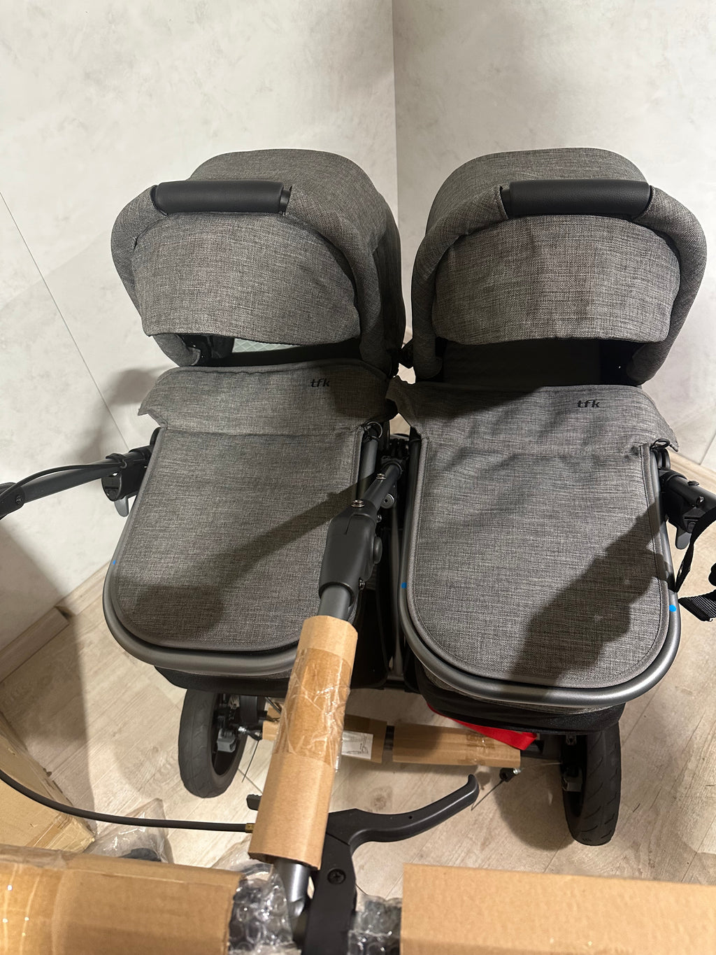 Tfk Duo Zwillingswagen Geschwisterwagen Premium grau Kombikinderwagen