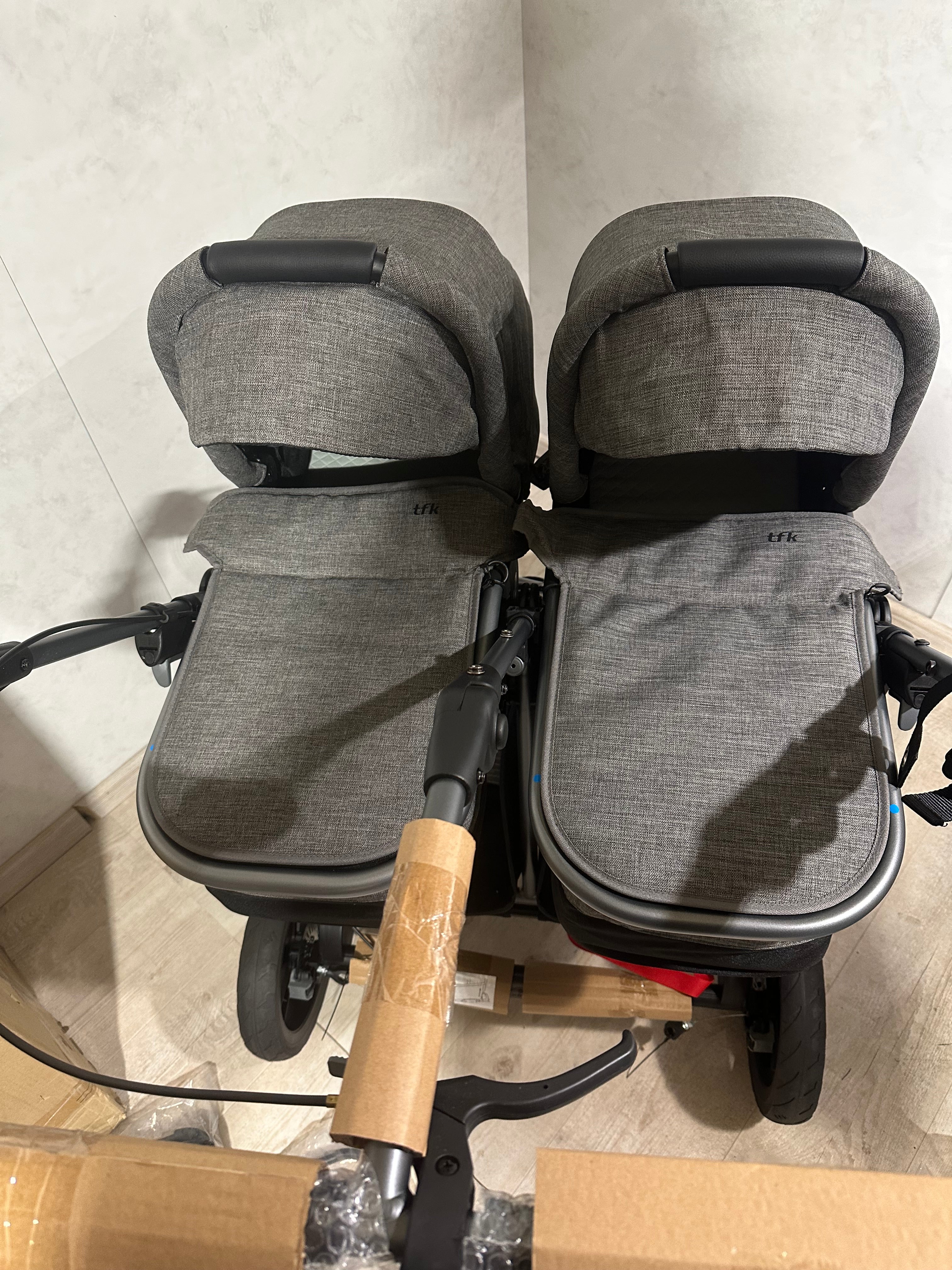 Tfk Duo Zwillingswagen Geschwisterwagen Premium grau Kombikinderwagen