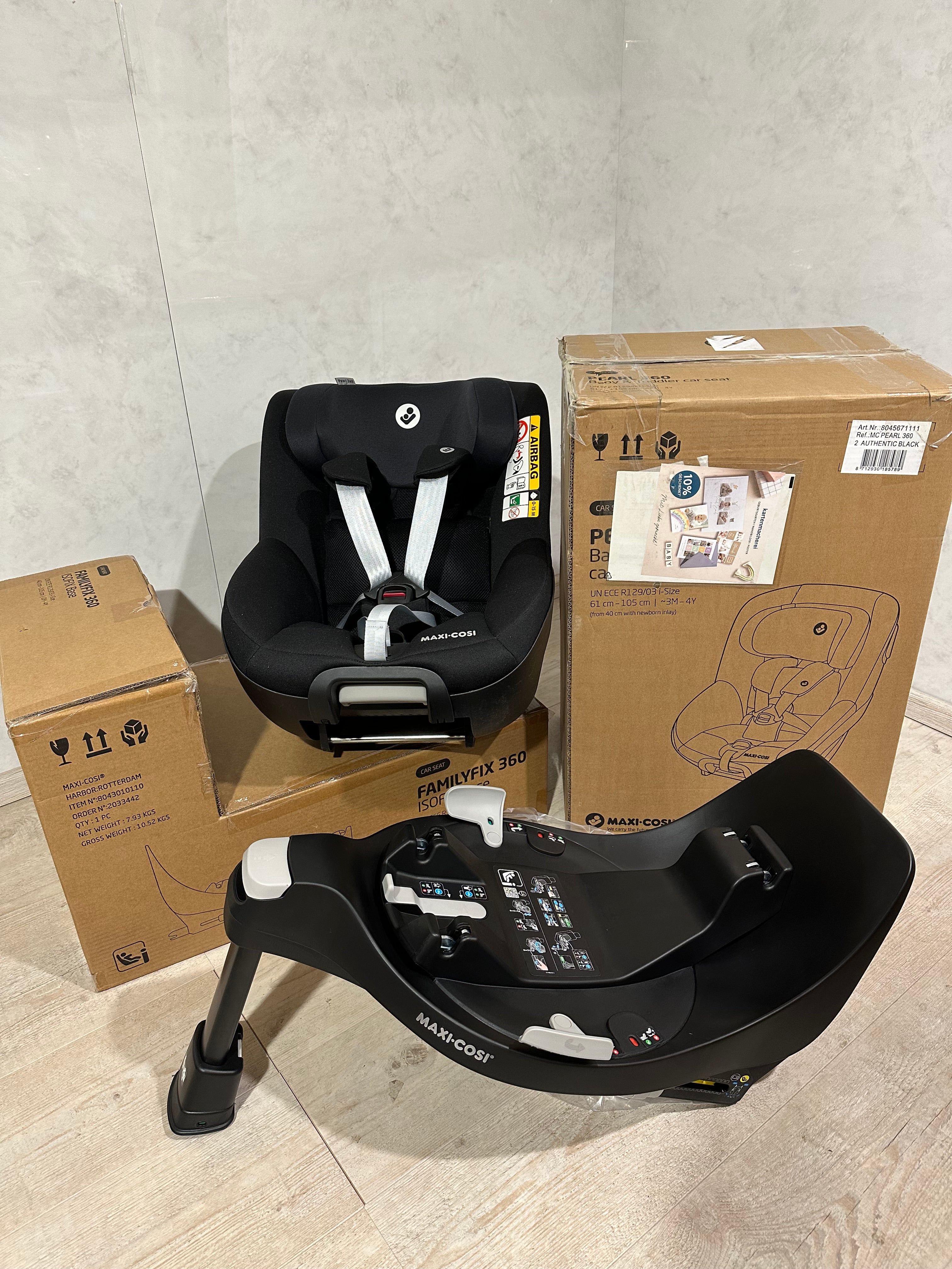 Maxi Cosi Pearl 360 Set mit Familyfix 360 Authentic Black
