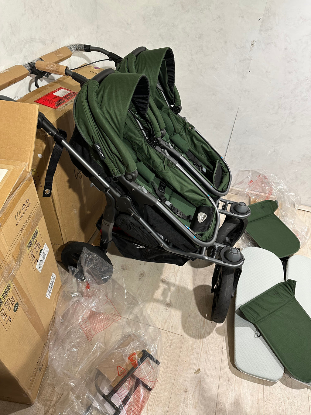 Tfk Duo Zwillingswagen Geschwisterwagen Olive Kombikinderwagen