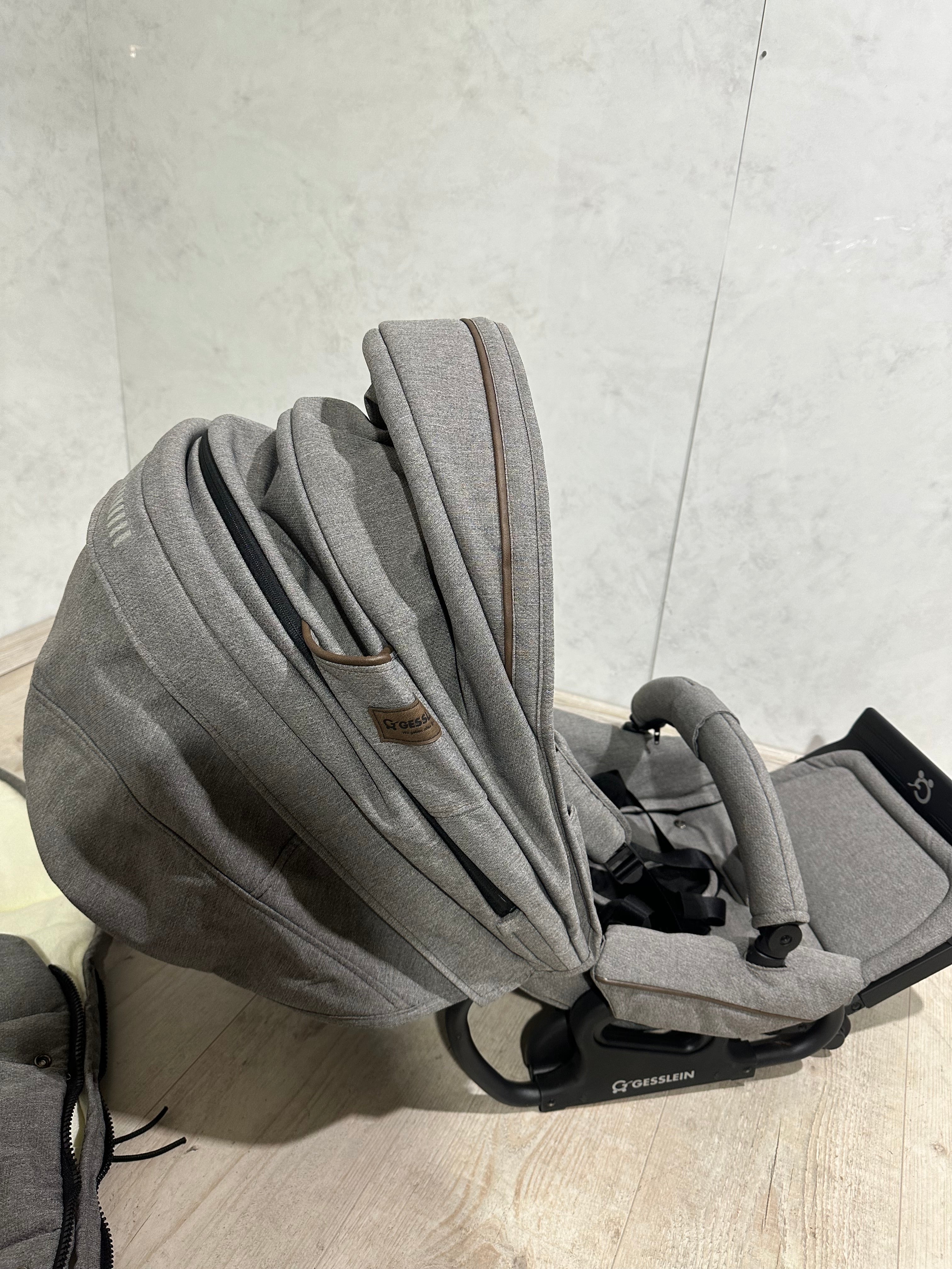 Gesslein Sitzeinheit Sportwagenaufsatz Classic grau mit Loop und Fußsack