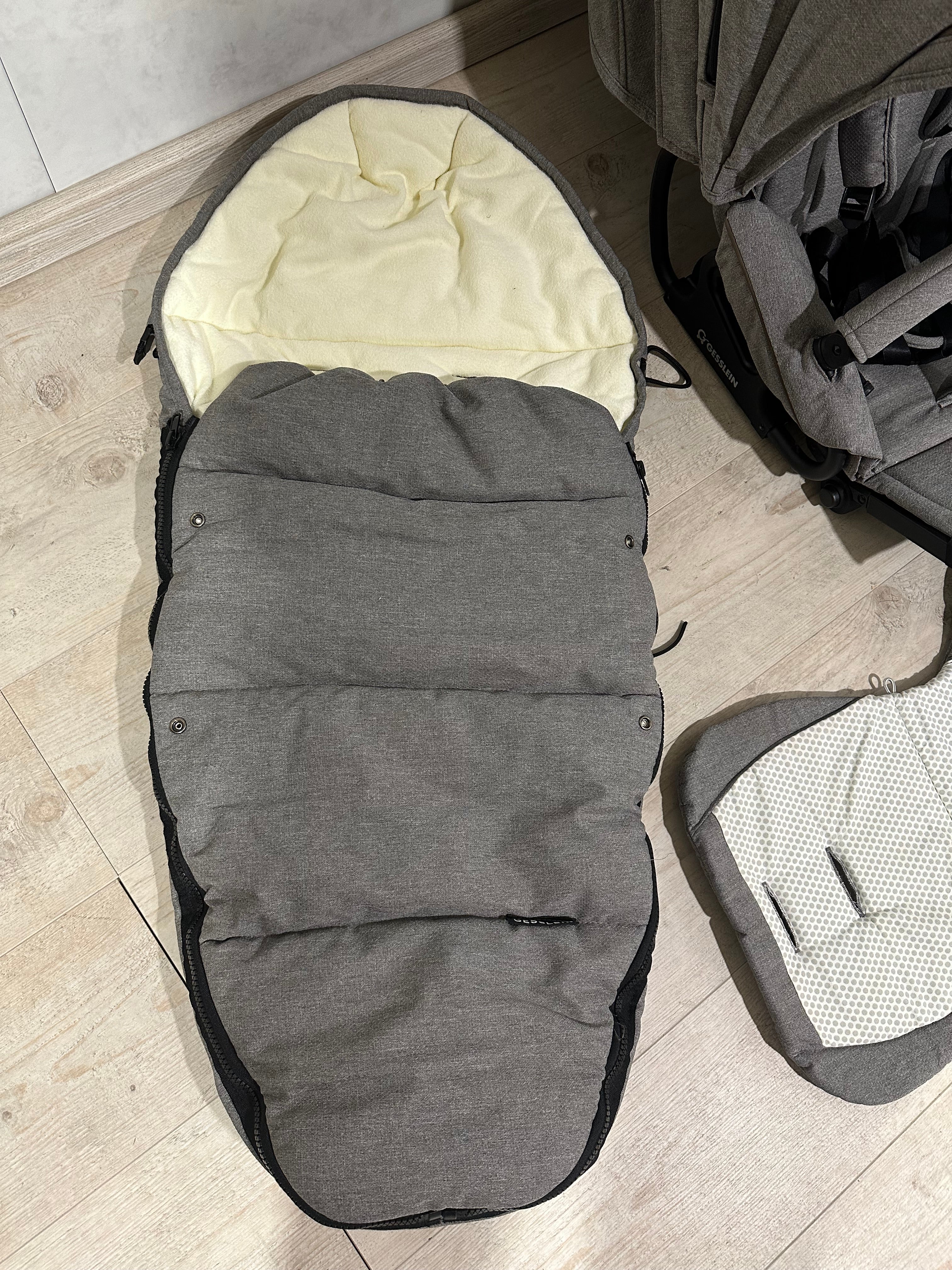 Gesslein Sitzeinheit Sportwagenaufsatz Classic grau mit Loop und Fußsack