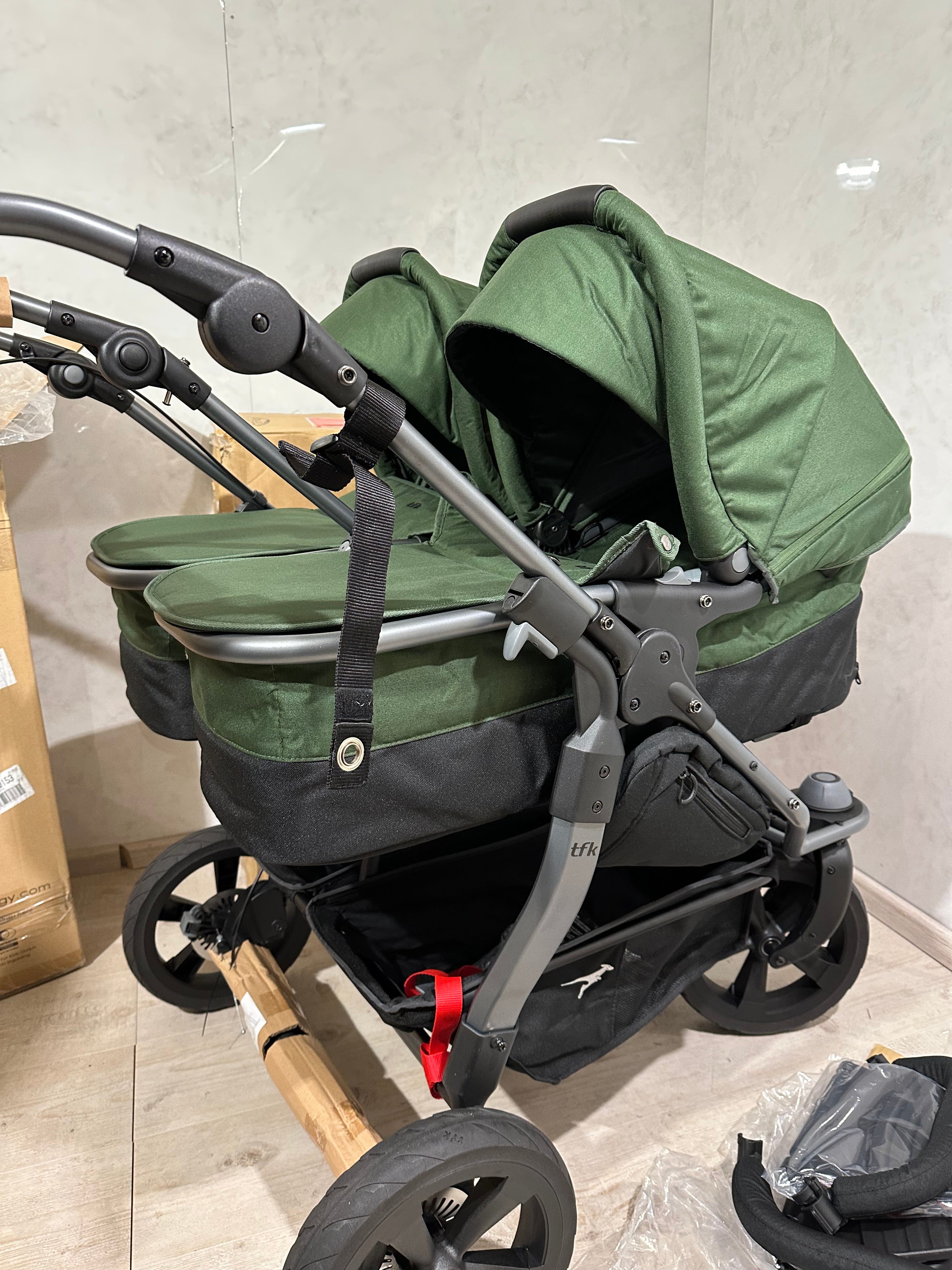 Tfk Duo Zwillingswagen Geschwisterwagen Olive Kombikinderwagen