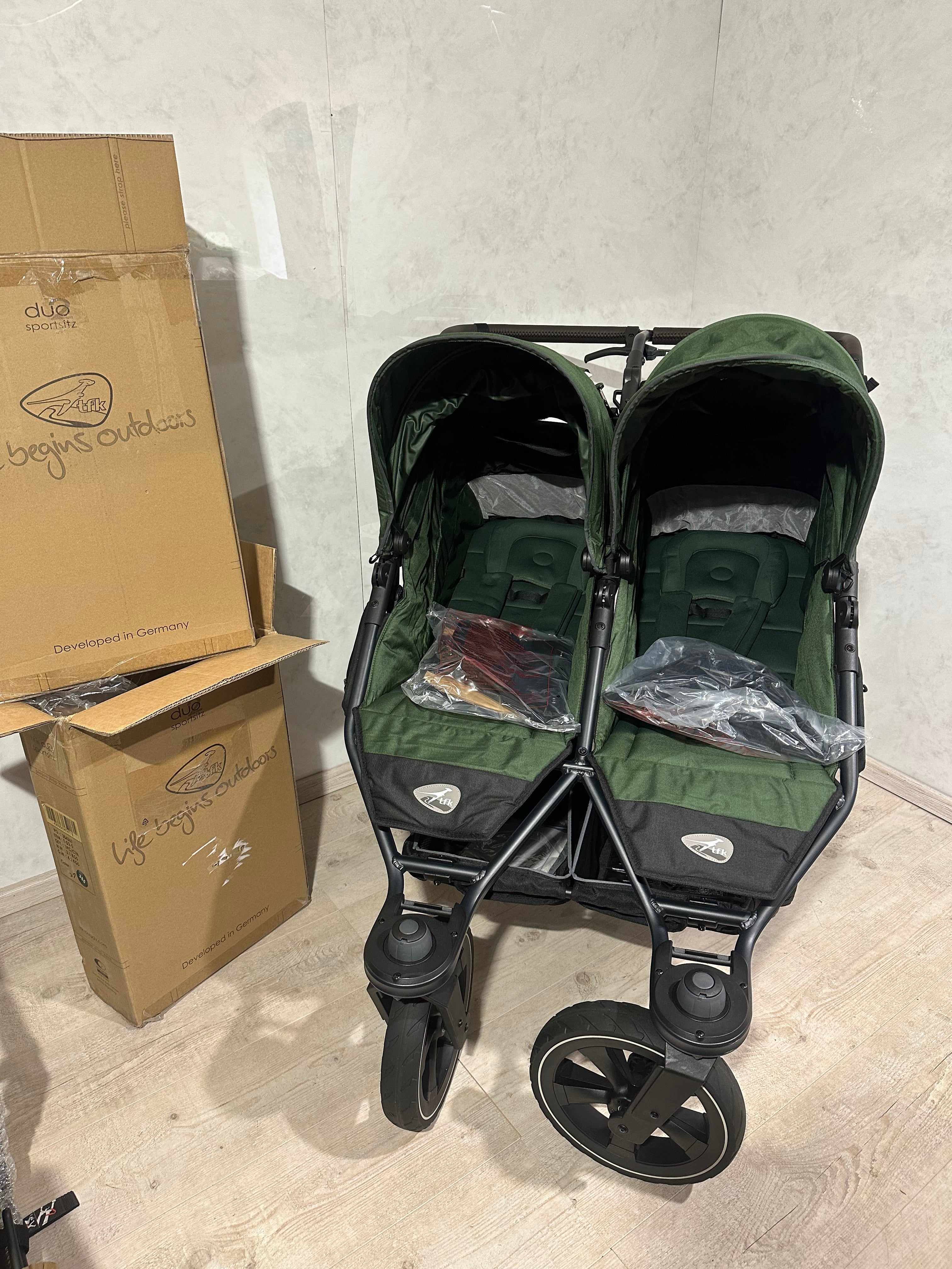 Tfk Duo 2 grün Zwillingswagen mit Sportsitzen