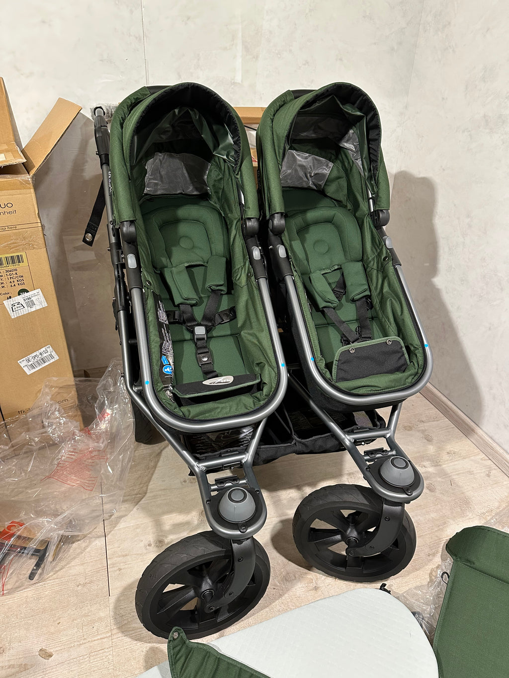 Tfk Duo Zwillingswagen Geschwisterwagen Olive Kombikinderwagen
