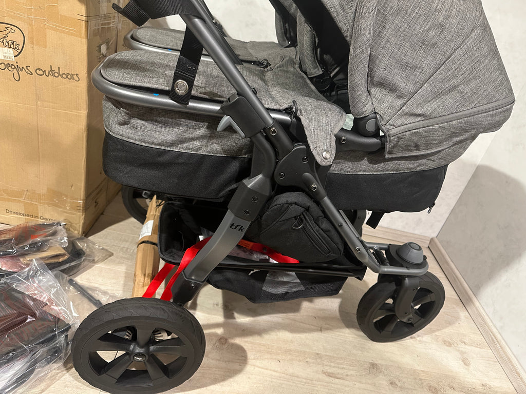 Tfk Duo Zwillingswagen Geschwisterwagen Premium grau Kombikinderwagen