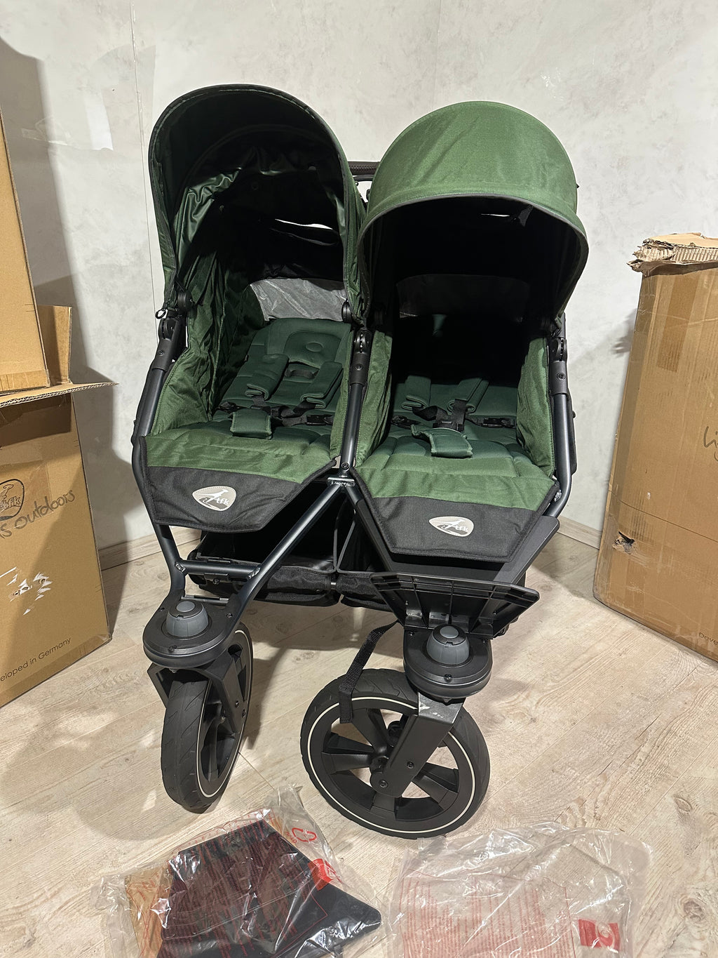Tfk Duo 2 grün Zwillingswagen mit Sportsitzen