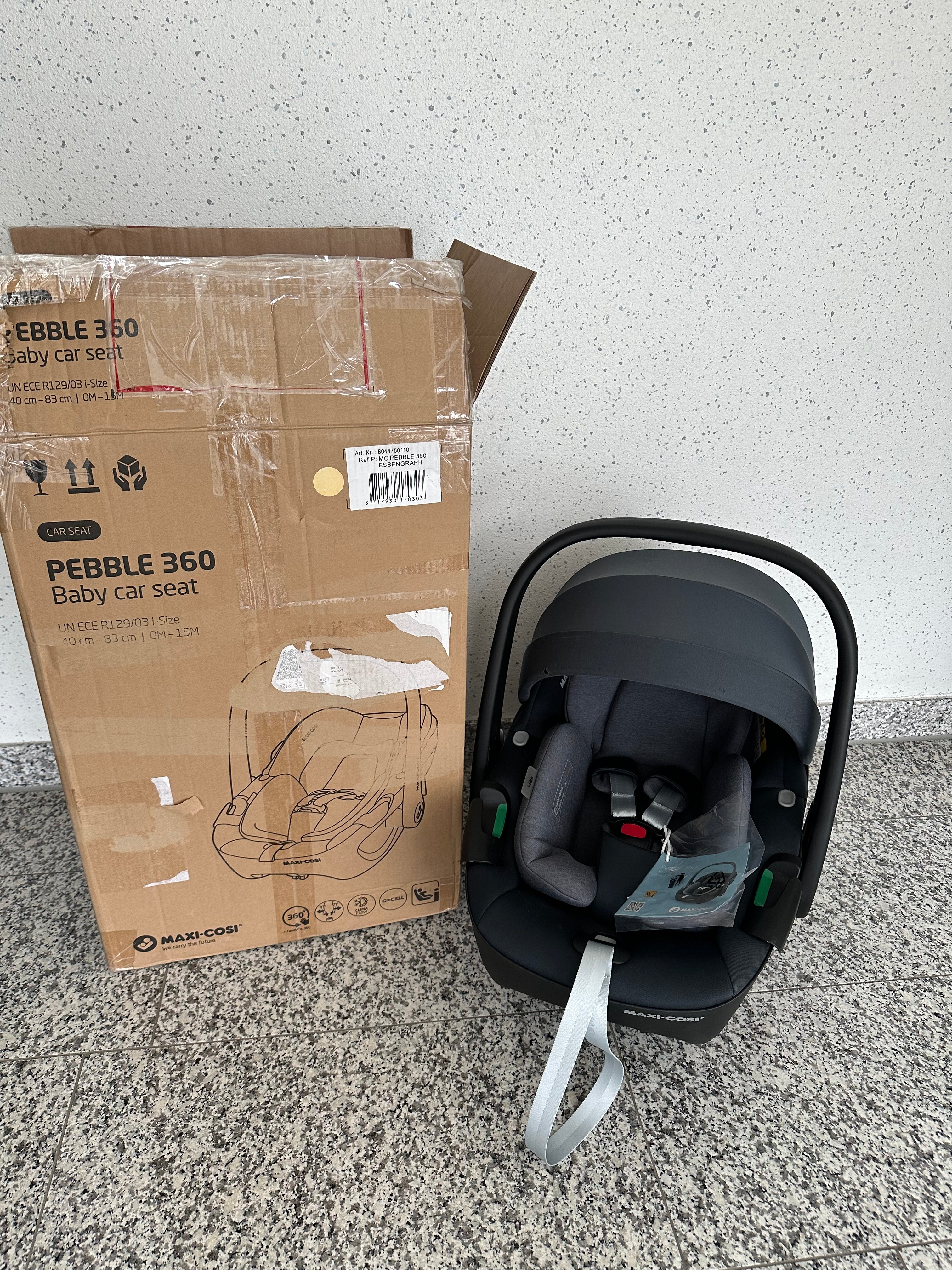 Maxi-Cosi Pebble 360 „Essential Graphite“ – Komfortable i-Size Babyschale ab Geburt