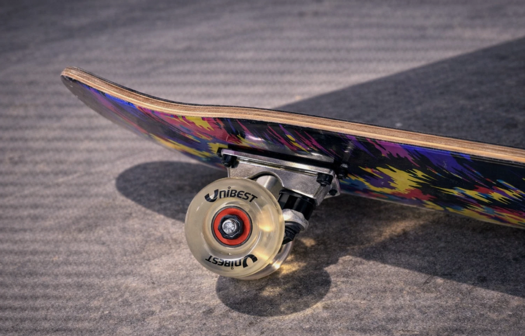 Skateboard UNIBEST 80 x 20 cm – Holzboard für Kinder mit 6 coolen Designs