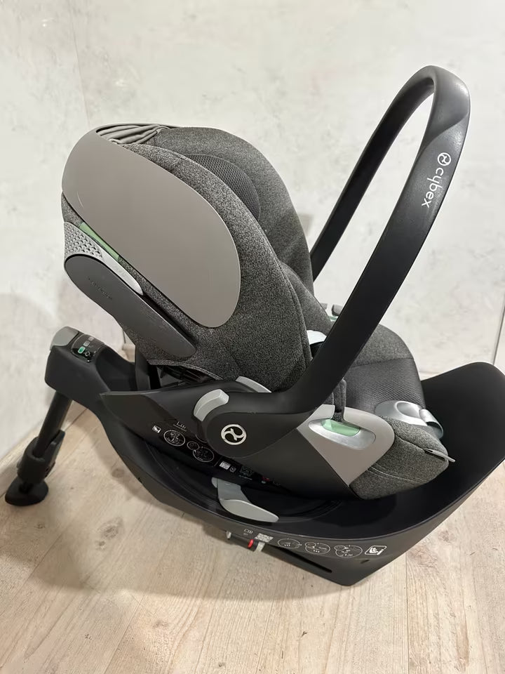 Cybex cloud T Mirage Grey plus + Base T Babyschale 360 grad - gebraucht sehr gut
